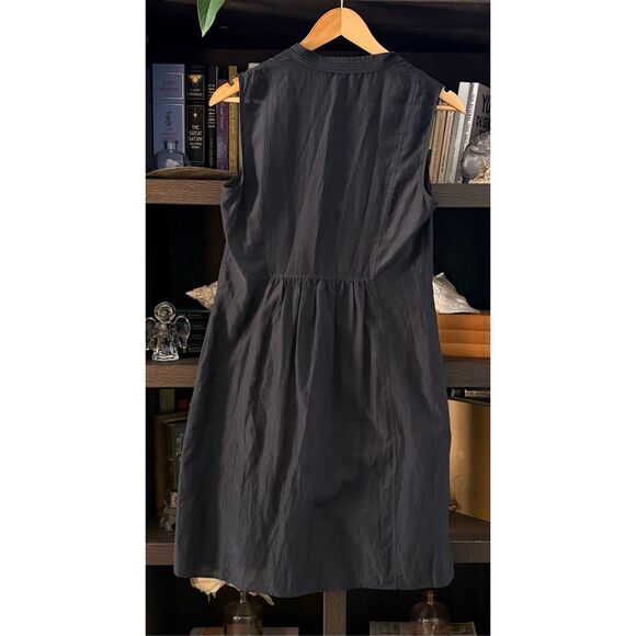 Theory Black Silk Blend Clasp Front Midi Dress Size 4 - Picture 2 of 5